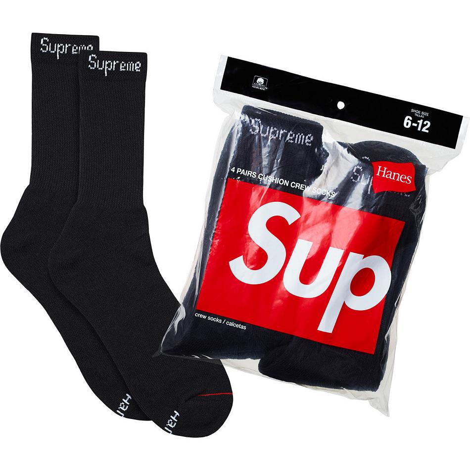 Supreme Hanes® Crew Socks (4 Pack) ソックス 黒 | JP105GL