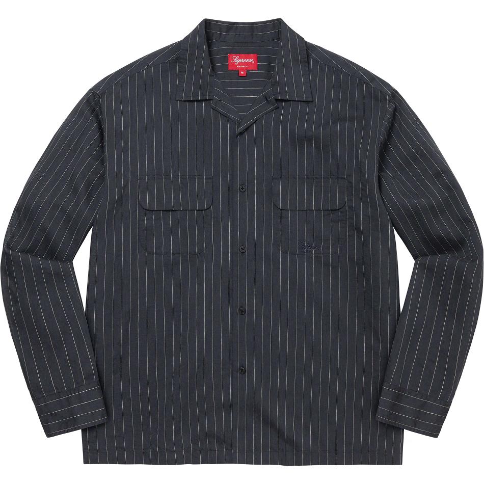 Supreme Pinstripe Linen シャツ ネイビー | JP372CE