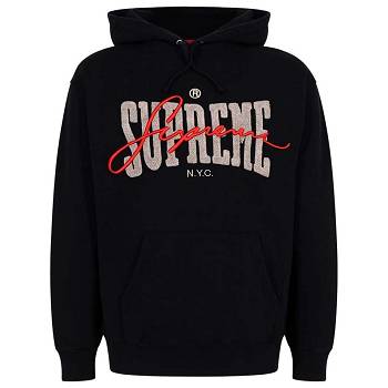 Supreme Embroide Chenilles パーカー 黒 | JP483EX