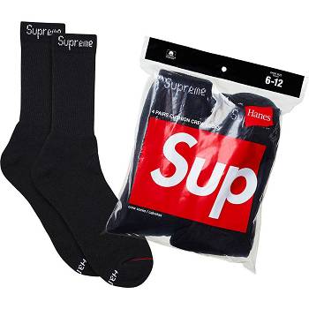 Supreme Hanes® Crew Socks (4 Pack) ソックス 黒 | JP105GL