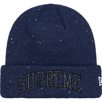 Supreme New Era® Metallic Arc Beanie ハット ネイビー | JP145EX