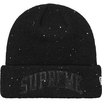 Supreme New Era® Metallic Arc Beanie ハット 黒 | JP146RW