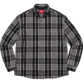 Supreme Pullover Plaid Flannel シャツ 黒 | JP379EX