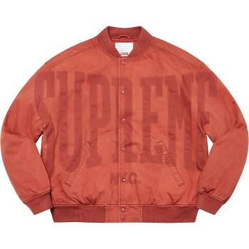 Supreme Washed Knockout Denim Varsity ジャケット 赤 | JP438PQ